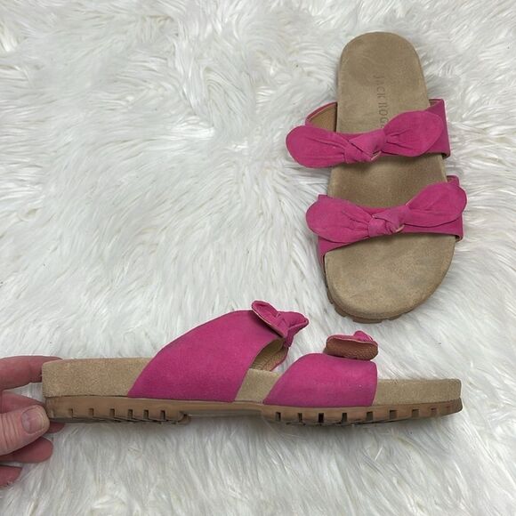Jack Rogers Hot Pink Tie Suede Strap Slides Sz 9 - Picture 2 of 7